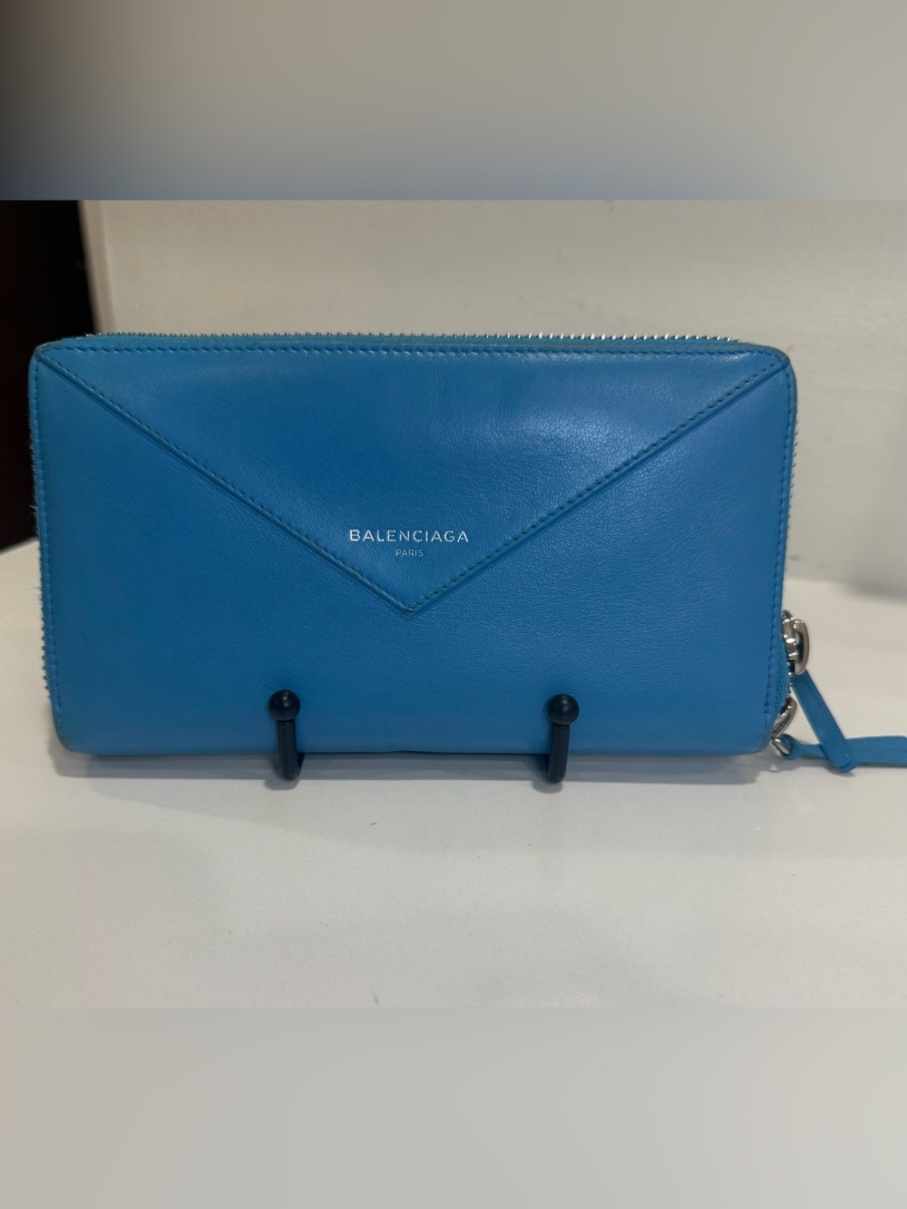 Balenciaga Papier Continental Zip Around Wallet Blue